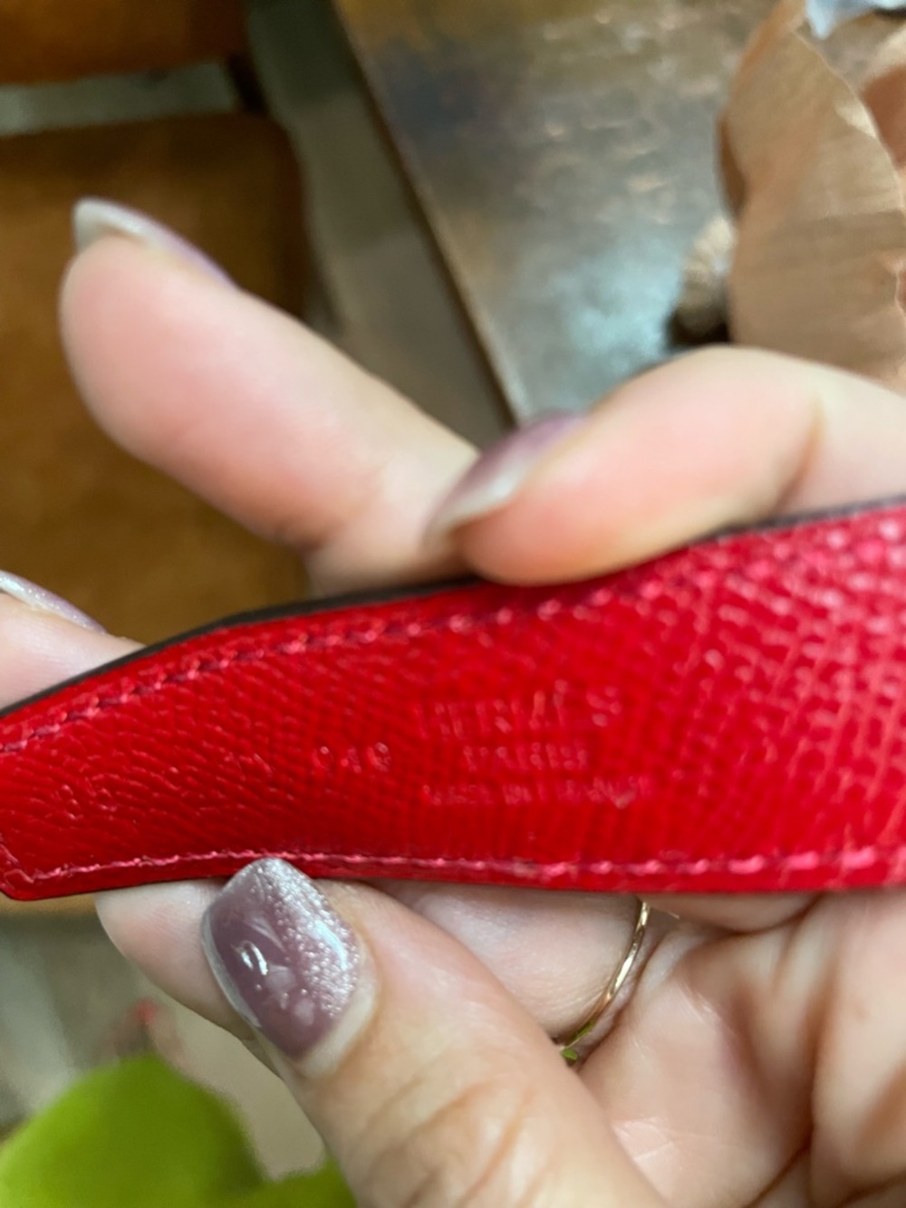 Hermes Red/plum duel sided Leather Belt - Picture 7 of 8